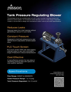 Tank Pressure Regulating Blower - Spec Sheet - Mission Flares
